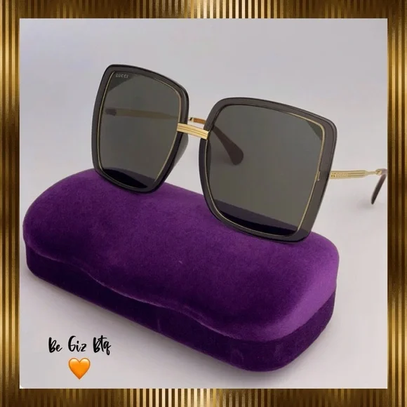 GUCCI Authentic Gold Gray Metal Square Oversized Sunglasses GG0903S 001 60MM NWT - Picture 3 of 16